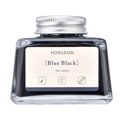 Hongdian Fountain Pen Bottled Ink Blue Black Color, 60ml Non Carbon Inkwell Bottle, Artist Calligraphy Ink - color: Blue Black