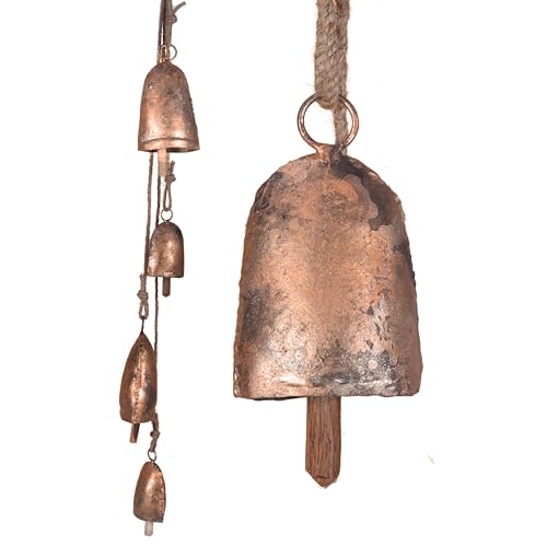 Handmade Rustic Vintage Farmhouse Decorative Bells, Hanging Witches Bells for Protection, Cow Bell Wind Chime for Outdoor, Door Knob Bell Door for Opening, Witchcraft Christmas Wreaths Ornament - color: Dome Bell Chime
