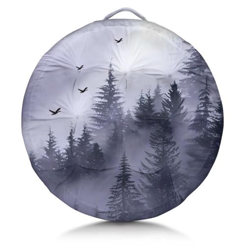 Meditation Cushion, Floor Pillows for Sitting, Meditation Pillow for Tatami Living Room, Yoga Sitting, Floor Pillow in Home & Outdoor, Memory Foam Added, 22x22 Inch - color: Purple Forest, size: Round