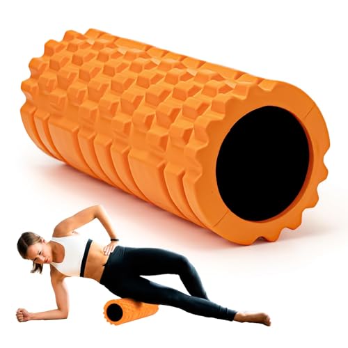 Krightlink Foam Roller High Density 13" Patented Exercise Roller for Deep Tissue Muscle Massage, Muscle Massage and Myofascial Trigger Point Release, Relieves Muscle Pain, Improves Mobility (Orange) - color: Tangerine