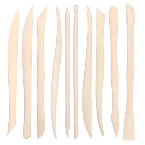 50PCS Wooden Clay Sculpting Tools, 6.2'' Smooth Double Ended Clay Modeling Tools, Polymer Clays Tool Sculpting, Wood Pottery Tool Kit for Ceramics Soap Playdough Carving Supplies