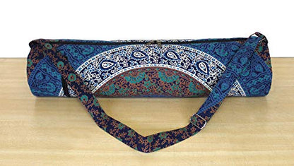 INDIAN CRAFT CASTLE ICC Yoga Mat Bag Carrier Full-Zip Exercise Yoga Mat Carry Bag for Women Men with Multi-Functional Storage Pockets and Adjustable Shoulder Strap 26X6 Inches - style: Blue 6 Kaam