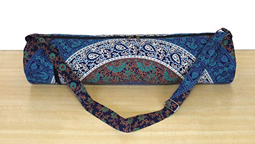 INDIAN CRAFT CASTLE ICC Yoga Mat Bag Carrier Full-Zip Exercise Yoga Mat Carry Bag for Women Men with Multi-Functional Storage Pockets and Adjustable Shoulder Strap 26X6 Inches - style: Blue 6 Kaam