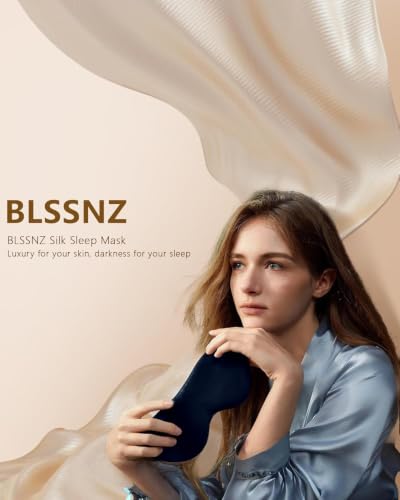 Silk Eye Mask for Sleeping - Soft Breathable Organic Natural Mulberry Silk Fabric Blackout Sleep Mask with Adjustable Straps No Pressure Eye Mask for Travel Essentials Gifts (Navy Blue) - color: Navy Blue