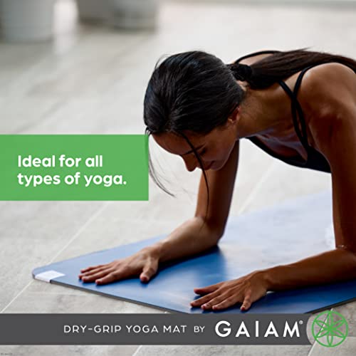 Gaiam Dry-Grip Yoga Mat, Non-Slip, Hot Yoga - color: Black (Standard)