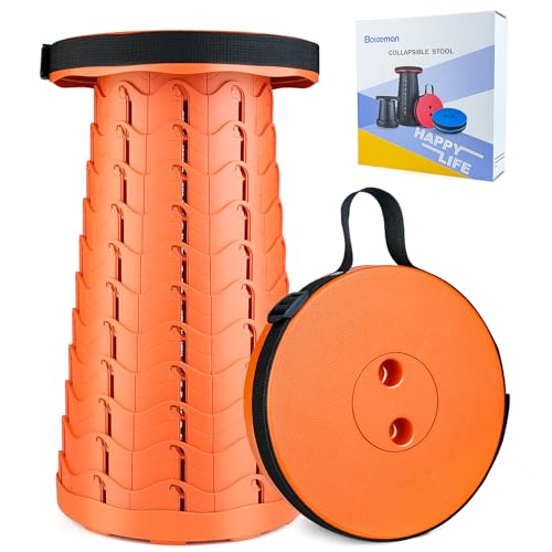 Boreeman Upgraded Folding Stool Lightweight Yet More Sturdy with Load Capacity 400lbs Portable Collapsible Stool for Camping Fishing Hiking BBQ (All Orange) - color: All Orange