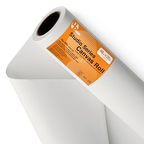 48 Inch x 20 Feet Primed Cotton Canvas Rolls for Painting - Ready to Stretch Canvas Material for Acrylic, Oil, Watercolor, Tempera, Gouache Paint - size: 48 Inch X 20 Feet