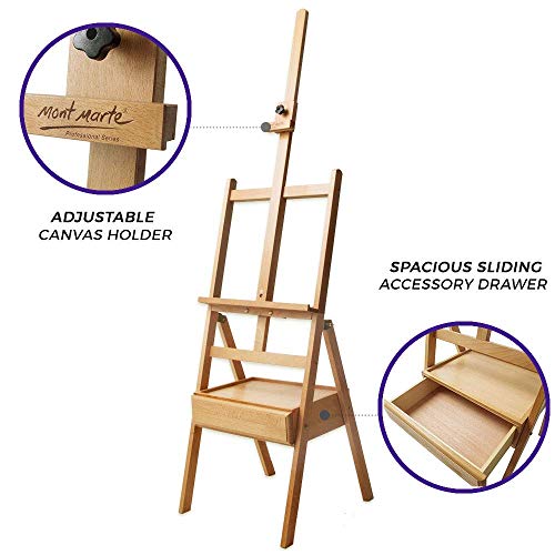 Mont Marte Signature Box Floor Easel, Beech Wood 43.5 x 44 x 150 cm (LxWxH), 17.13 x 17.32 x 59.1" - color: Floor Box Easels