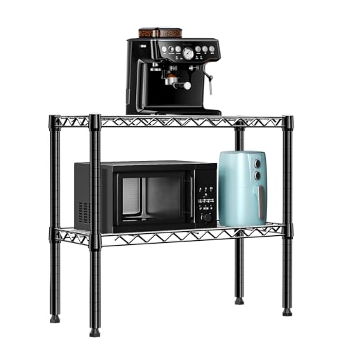 MZG 220 lbs 2 Tier Storage Rack Metal Wire Shelving Unit, Storage Standing Household Shelf Organizer for Laundry Bathroom Kitchen Pantry Closet Basement Utility Room, Black 11.8" D x 27.6" W x 23.4" H - color: Black, size: 2 Tier 11.8" D x 27.6" W x 23.4"