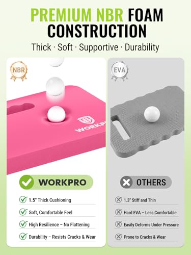 WORKPRO Extra Thick Kneeling Pad, 1 Pack, 17.5 x 11 x 1.5 in, Pink - color: Pink, size: 1 Pack
