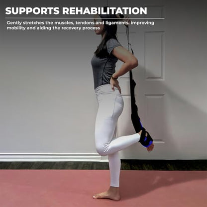 Foot and Calf Stretcher - Stretching Strap for Plantar Fasciitis, Achilles Tendonitis, Heel Spurs, Foot Drop, & Hamstring, Versatile Stretch Strap Used as Leg stretcher, Hamstring Stretcher and Foot Stretcher - color: Blue