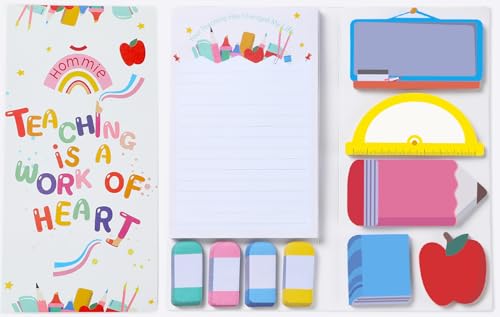 Hommie Sticky Notes Set, Teaching is A Work of Heart Divider Sticky Planner Sticky Note Teacher Appreciation Gift for School Supplies, Bible Supplies, Office Book Notes - color: Teacher(white Background)
