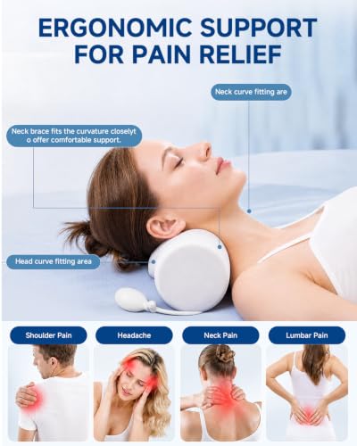 SMDR Adjustable Cervical Neck Pillow for Pain Relief Sleeping, Memory Foam Neck Roll Bolster with Air Cushion Support, Ergonomic Design for Neck and Shoulder Comfort, Washable Cover, 4.71" x 23.61"