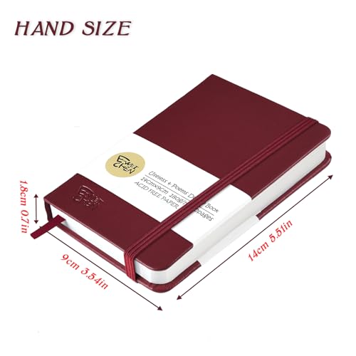 Mix Media Pad,3.5"x5.5" Small Hardcover Leather Art Sketchbook,60 Sheets(112lb/180gsm) Heavyweight Acid Free Artistic Painting Drawing Sketching Paper, Handy Pocket Journal Sketchbook.Wine Red - color: 180gsm-wine red