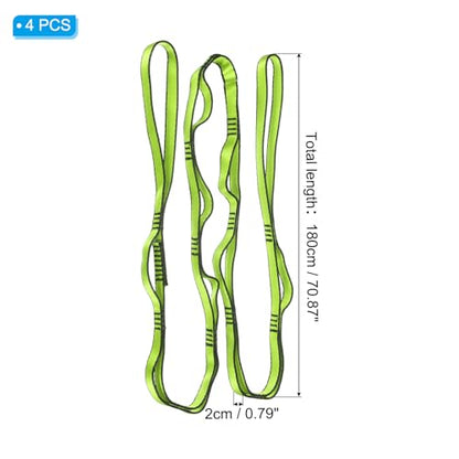 PATIKIL Daisy Chain Straps, Strong Climbing Strap Adjustable Nylon Chain Sling with Loops for Aerial Yoga Hammock Swing - color: Green, size: 71 Inch