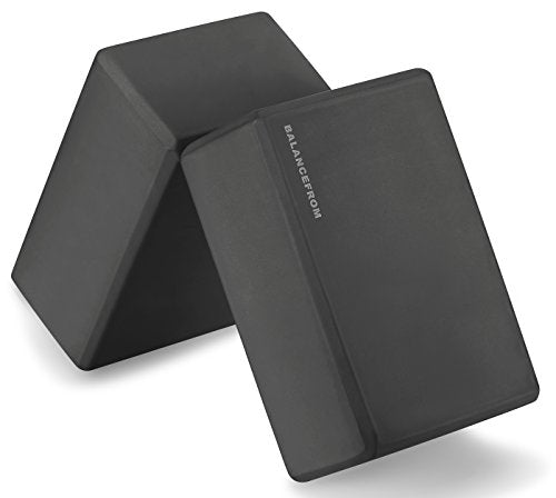 Fitvids Set of 2 High Density Yoga Blocks, 9"x6"x4" Each - color: Black