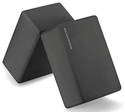 Fitvids Set of 2 High Density Yoga Blocks, 9"x6"x4" Each - color: Black
