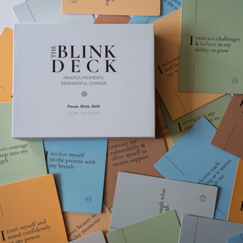 Mindfulness & Mindset Cards for Daily Self Care | Guided Intention, Action & Reflection | 4 Pages Per Card | Built for Everyday Life | The Blink Deck