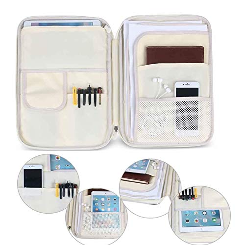 JAKAGO Travel Portfolio Organizer Waterproof A4 Document Bag Multifunctional Travel Note Pouch Zippered Case for Notebook, Ipad, Journals, Sketch Books (Flower) - color: Flower