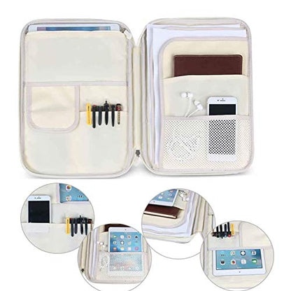 JAKAGO Travel Portfolio Organizer Waterproof A4 Document Bag Multifunctional Travel Note Pouch Zippered Case for Notebook, Ipad, Journals, Sketch Books (Flower) - color: Flower