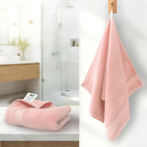 VOOVA & MOVAS Pink Hand Towels 2 Pack, 100% Cotton, 13x29 in | with Hanging Loop, Lightweight, Soft, Quick Dry & Absorbent, Bathroom, Dorm and Travel Use - color: Lightpink