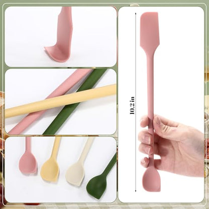 8 Pcs Mini Silicone Spatulas Double-headed Multifunctional Small Scrapers & Spoons for Kitchen, Cosmetics & Jars, Lotion, Narrow & Thin Bottles Reusable Stirrer for Baking, Cooking, Mixing