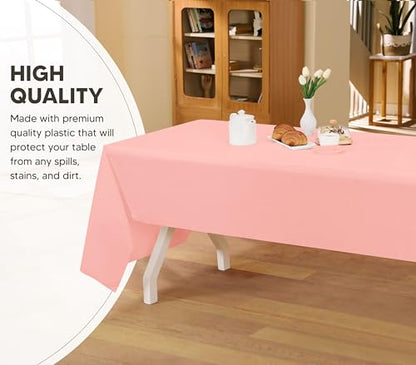 Utopia Kitchen Plastic Table Cloth Disposable [Pink, 6 Pack] | Rectangle Tablecloth Waterproof Stain Resistant Party Table Cover - color: Pink, size: 54X108 Inch - 6PC