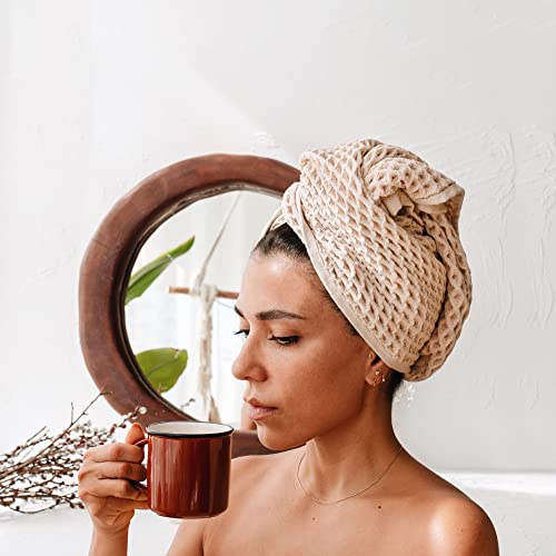 sea me at home Waffle Bath Towel 100% Turkish Cotton - Large Bath Towel (34x67 Inches) Luxurious Spa Towel for Bath, Beach, or Pool Time (Beige) - color: Beige, size: Bath Sheet (1 Piece)