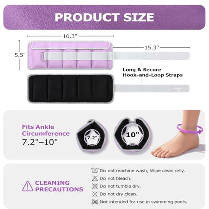 Fragraim Adjustable Ankle Weights for Women and Men, 1 Pair (2–10 lbs) - color: Purple