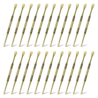 HARFINGTON 22pcs Wax Carving Tool 4.8" Double-Headed Stainless Steel Sculpture Tools Kit Modeling Engraving Sculpting Spoons for Clay Pottery Crafts Shaping, Green Gold - color: Green Gold