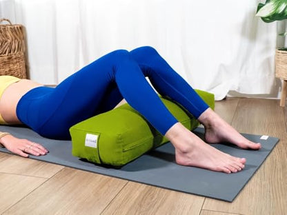 Pranayama Yoga Bolster Meditation Pillow - color: Green, size: Rectangular 26" x 8" x 5"