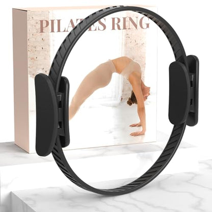 JKSHMYT Pilates Ring, 14.5 inch Magic Circle Pilates Equipment | 30 lb Resistance Home Pilates Ring, Durable Foam Padded Handles, Essentials Pilates Equipment for Beginners and Women - color: Dark, size: Pilates Ring