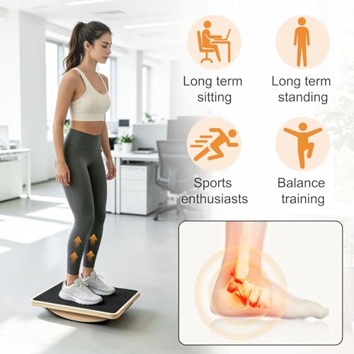 Wooden Balance Board, 350LBS Anti-Slip Balance Trainer
