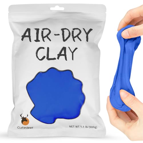 Cutedeer Blue Air Dry Clay, 1.1lb Foam Modeling Clay, Soft Squishy Molding for Kids Adults, Arts & Crafts Project Slime Supplies(1.1lb - 1 Pack, Blue) - color: Blue, size: 1.1lb - 1 PACK