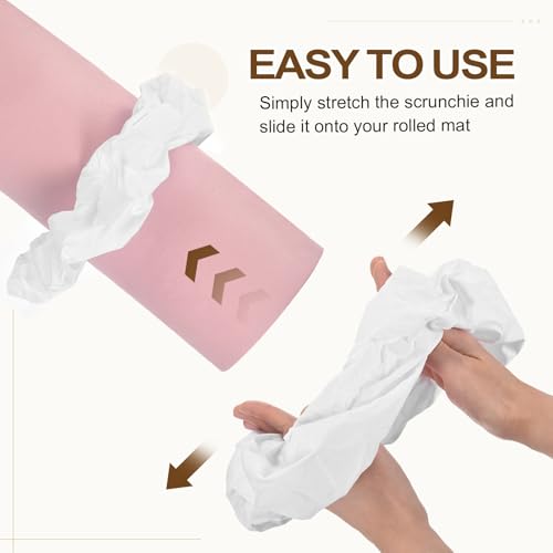 Yoga Mat Scrunchy, Durable & Elastic Fabric Yoga Mat Strap Band - color: White
