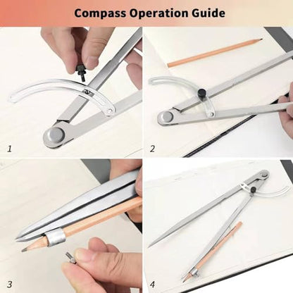 40 inch Compass for Geometry, Compass for Woodworking, Precision Woodworking Compass with Wing Divider and Pencil Holder, Large Compass for Geometry, Woodworking Compass, Drafting, Drawing Compass - size: 40in