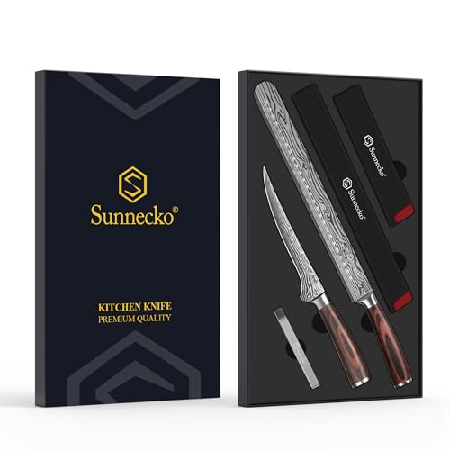 BBQ Carving Knife Set,Slicing and Boning Knife for Meat Cutting | German High Carbon Stainless Steel Carving Knife for Meat and Turkey - color: 12 inch Carving Knife with 7 inch Boning Knife