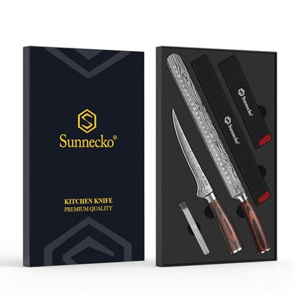 BBQ Carving Knife Set,Slicing and Boning Knife for Meat Cutting | German High Carbon Stainless Steel Carving Knife for Meat and Turkey - color: 12 inch Carving Knife with 7 inch Boning Knife