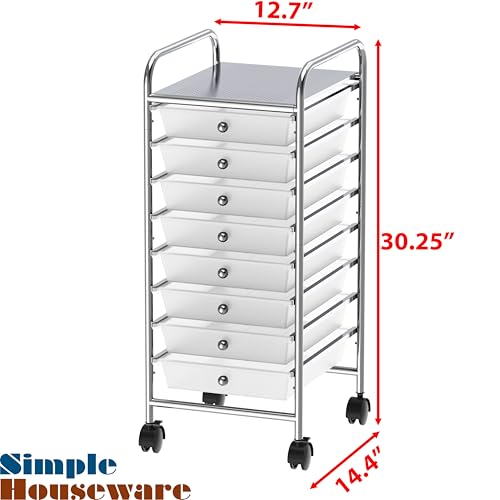 Simple Houseware 8 Drawers Rolling Utility Cart Art Craft Storage, Chrome - color: Chrome, size: 8 Drawers