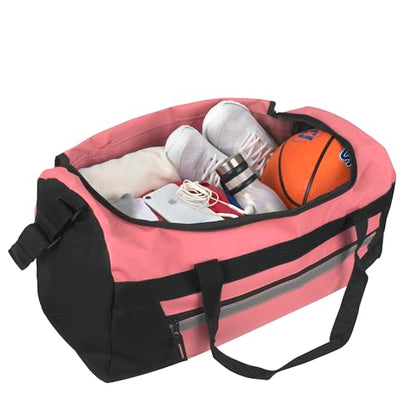 40 Liter, 22 Inch Reflective Duffle Bag with Shoulder Strap for Men, Women, Travel - color: Pink