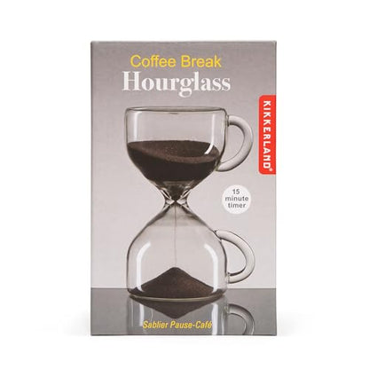 Kikkerland Coffee Break Sand Timer – 15-Minute Decorative Hourglass for Home & Office