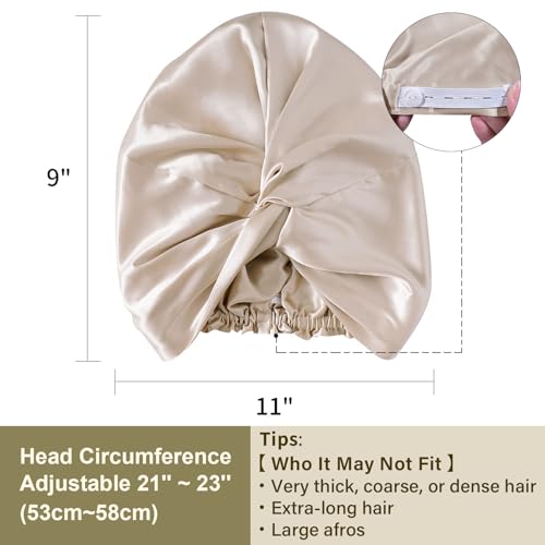 ZIMASILK 22 Momme 100% Mulberry Silk Bonnet for Sleeping Women, Cream - color: Cream