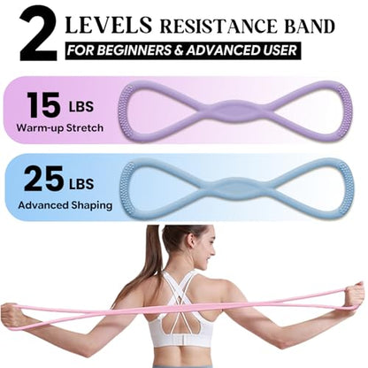 Figure 8 Resistance Band, Figure 8 Resistance Bands for Women Men,Resistance Band Figure for Working Out, Non-Slip Handles, Home Gym, Yoga & Physical Therapy - color: 15lb Purple + 25lb Blue