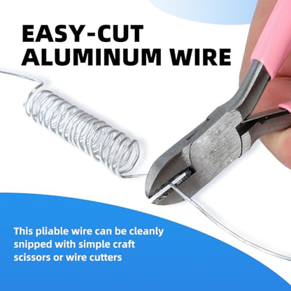 Bendable Aluminum Craft Wire - 2mm 12 Gauge (30m / 100ft) Spool, Floral Wire for Artificial Flowers, Jewelry Making Wire for Beading & Wire Wrapping - Silver - size: 12 Gauge x 100 Feet