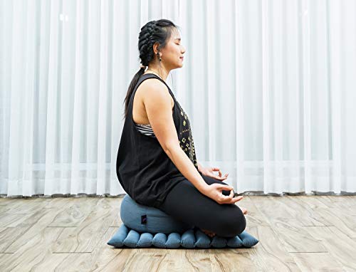 Leewadee Meditation Cushion Set – 1 Small Zafu Yoga Pillow and 1 Small Roll-Up Zabuton Mat Filled with Kapok - color: Cl13 - Grey
