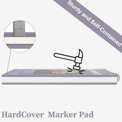 Fuxi Marker Paper Pad, 120lb/200gsm Art Paper of Markers, 2-Pack, 50 Sheets Per Pad (5.5" x 8.5"). - color: Lavender Purple
