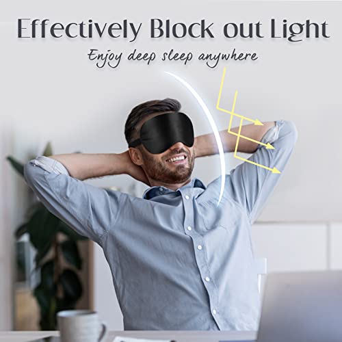 LULUSILK Mulberry Silk Sleep Eye Mask Blindfold with Adjustable Strap, Soft Eye Cover for Women Men Night Sleeping, Travel, Nap(Black) - color: Black