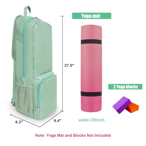 Yoga Mat Bag Carrier with Mesh & Zipper Pockets - color: Green
