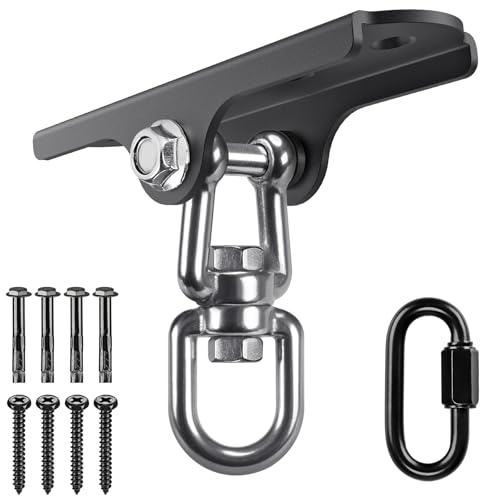 BeneLabel Swing Hanger 360° Swivel Swing Ceiling Mount 1000 LBS Capacity Hanging Chairs Hanger Punching Bag Mount Swing Hardware for Hammock Chair, Porch Swings, Aerial Silks, Gymnast Ring, Heavy Bag - color: 360° Swivel Dual U-ring Swing Hanger ( 1 Pack