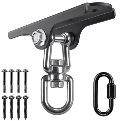 BeneLabel Swing Hanger 360° Swivel Swing Ceiling Mount 1000 LBS Capacity Hanging Chairs Hanger Punching Bag Mount Swing Hardware for Hammock Chair, Porch Swings, Aerial Silks, Gymnast Ring, Heavy Bag - color: 360° Swivel Dual U-ring Swing Hanger ( 1 Pack